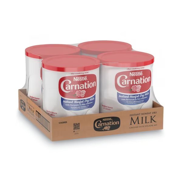 Instant Nonfat Dry Milk, Unsweetened, 22.75 oz Canister, PK4, Carnation, Mfr#: 12428935